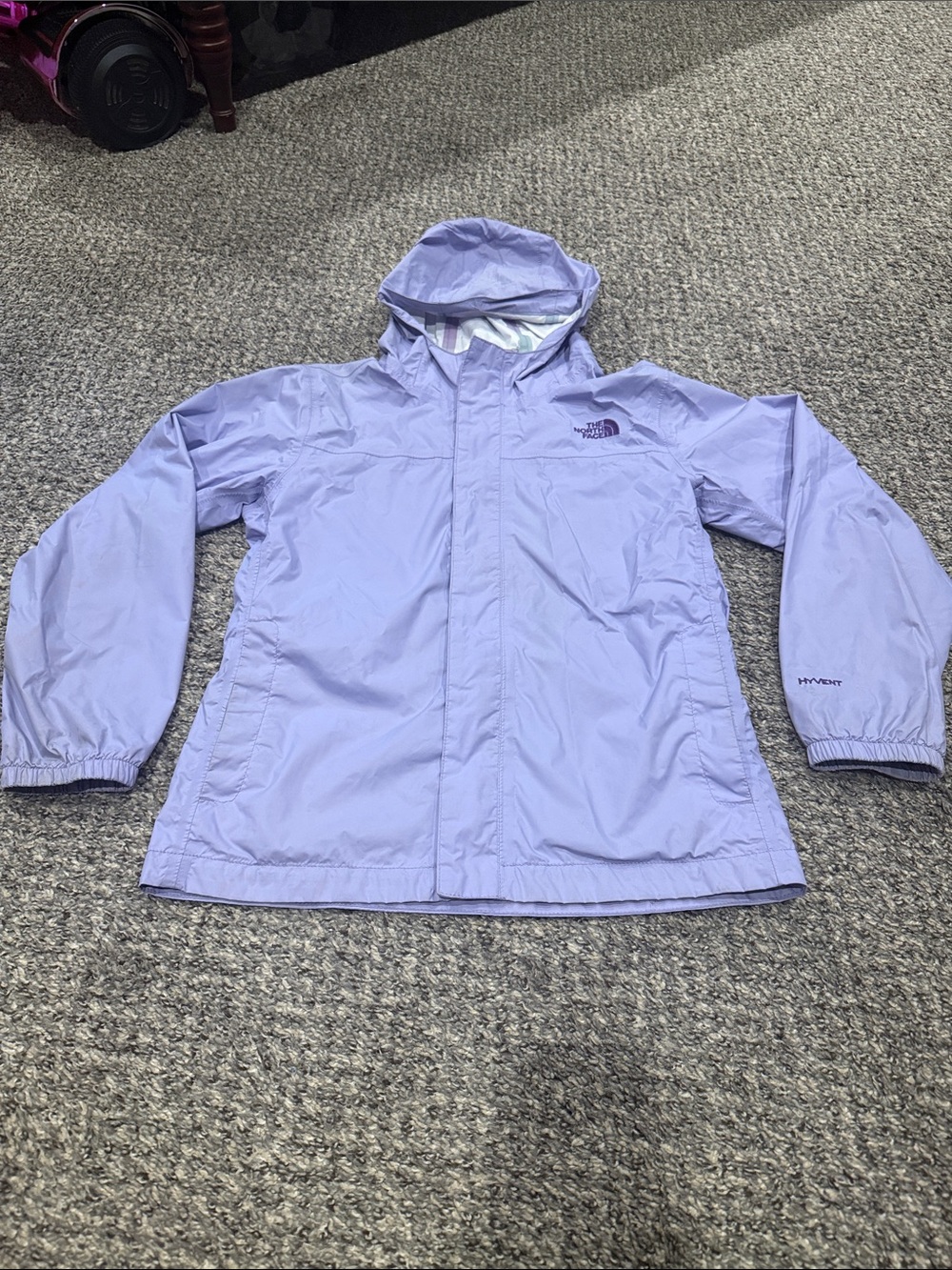The North Face Girls' Light Lavender Hooded Rain Jacket